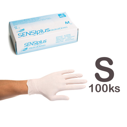 Latexové jednorázové rukavice - bílé - velikost S (100 ks/bal)